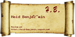 Heid Benjámin névjegykártya